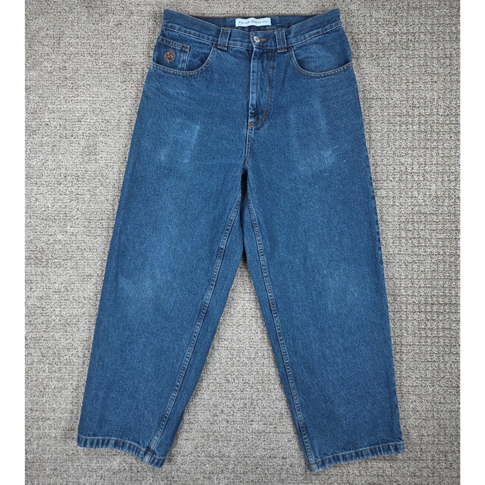 Polar Skate Co Big Boy Jeans Dark Blue Baggy Skateboarding Pants Size S 32x28